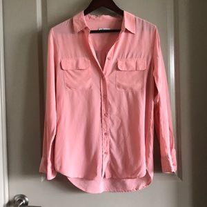 Equipment Light Pink Slim Signature Silk Blouse M